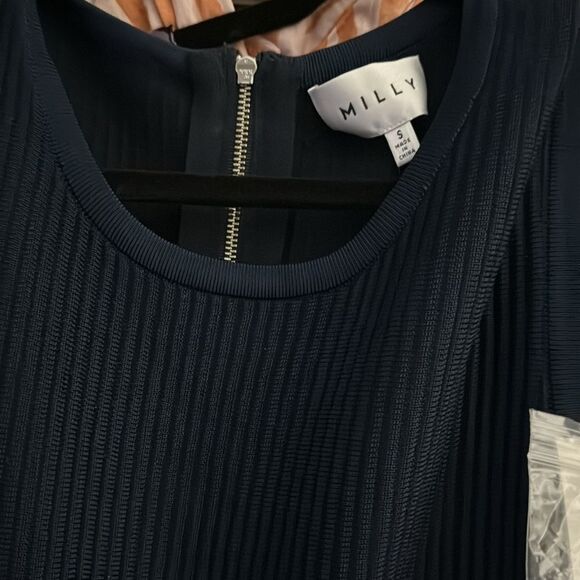 425.00 NWT MILLY CUT FRINGE DRESS BLUE SMALL - Picture 4 of 6